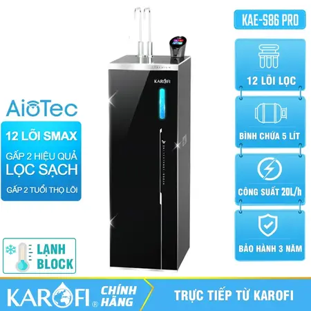Máy lọc nước nóng lạnh Hydro-ion kiềm Karofi KAE-S86 PRO
